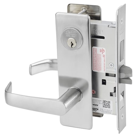 Corbin Russwin Entrance or Apartment Mortise Lock, NS Lever, M Escutcheon, Satin Chrome ML2048 NSM 626